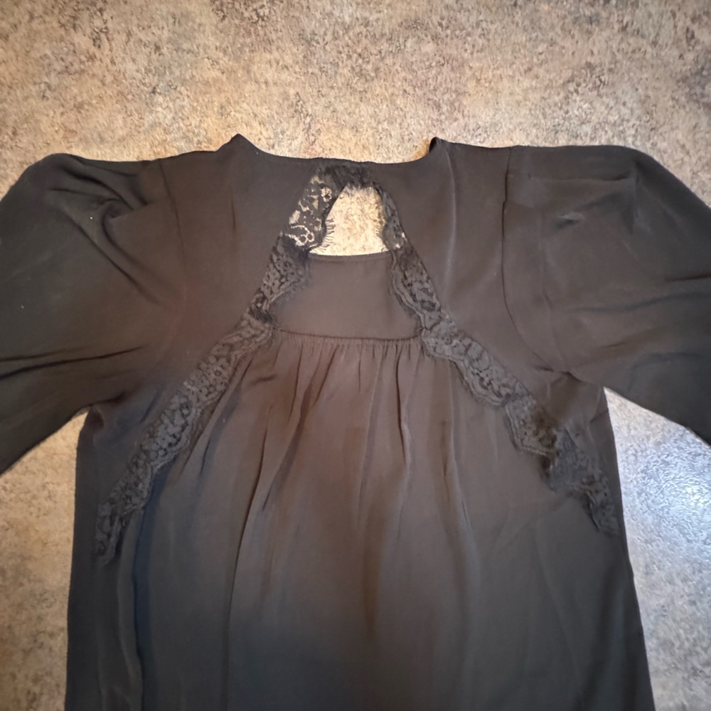 Black Lace-Trim Blouse